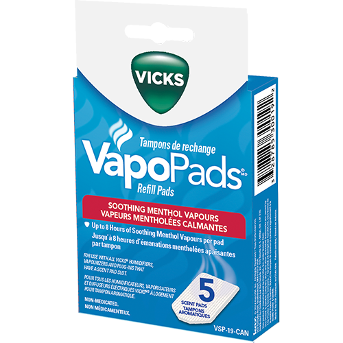 VapoPads Vicks VSP-19-CAN, tampons aux vapeurs mentholées apaisantes, 5 unités